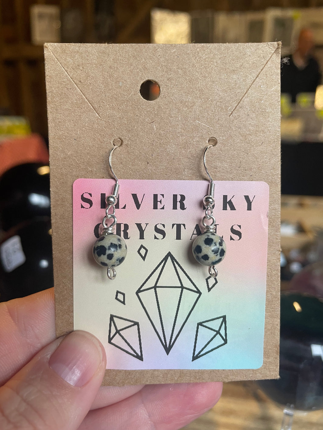 Dalmatian Jasper Silver Plated Earrings