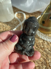 Load image into Gallery viewer, Silver Sheen Obsidian Buddha Carving
