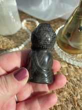 Load image into Gallery viewer, Silver Sheen Obsidian Buddha Carving
