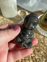 Load image into Gallery viewer, Silver Sheen Obsidian Buddha Carving
