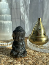 Load image into Gallery viewer, Silver Sheen Obsidian Buddha Carving
