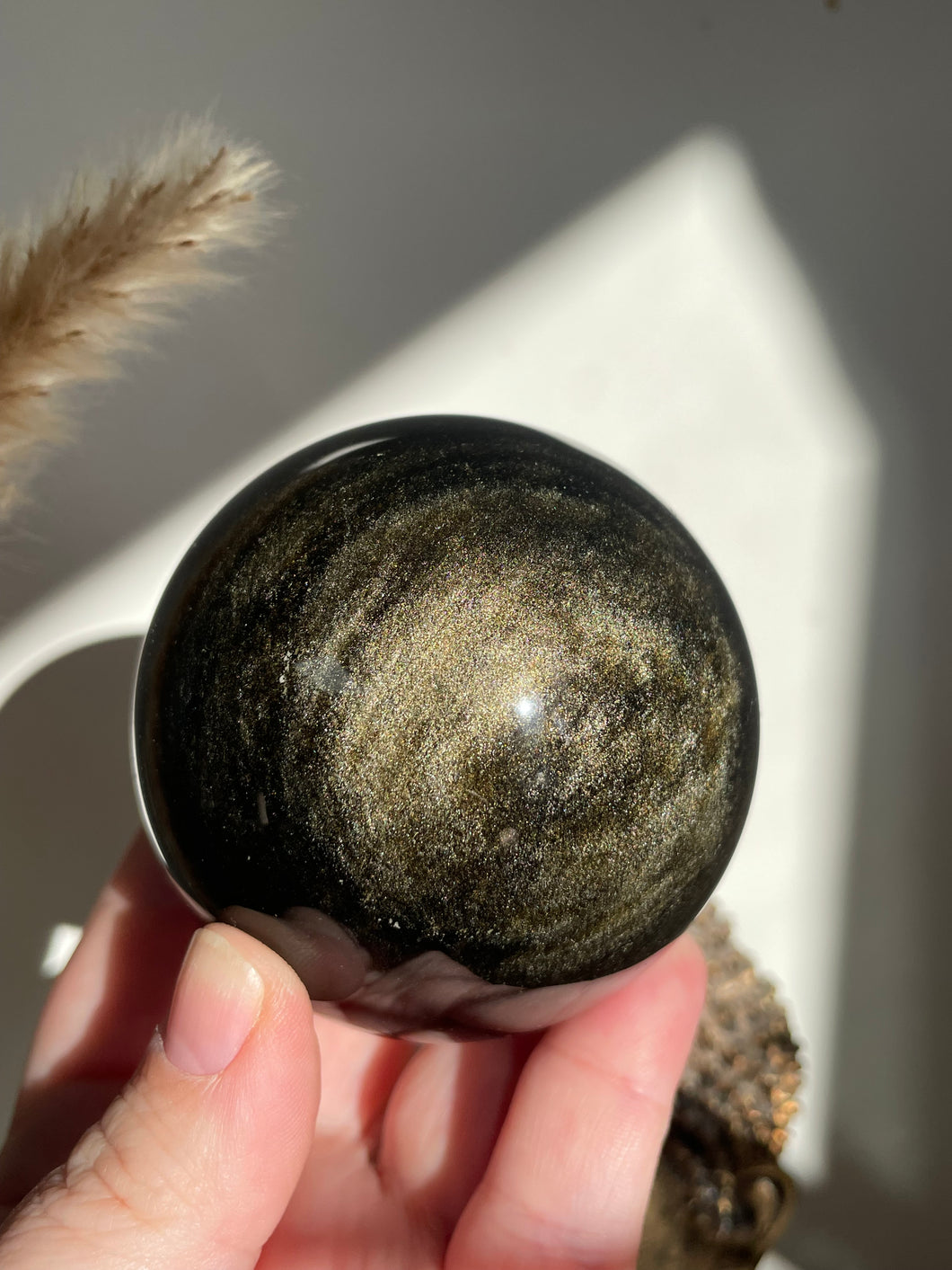 Golden Sheen Obsidian Sphere
