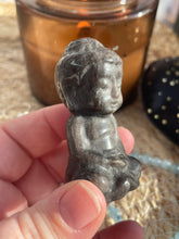 Load image into Gallery viewer, Silver Sheen Obsidian Buddha Carving
