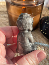 Load image into Gallery viewer, Silver Sheen Obsidian Buddha Carving
