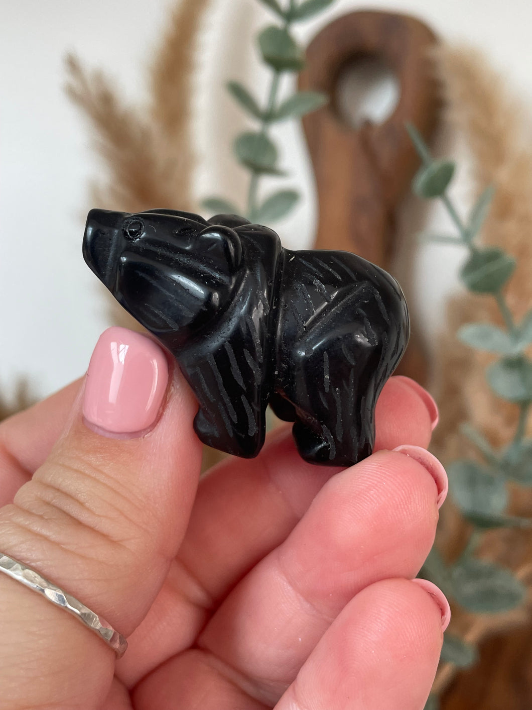 Obsidian Bear Carving