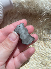 Load image into Gallery viewer, Silver Sheen Obsidian Drilled Mouse Carving
