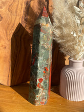 Load image into Gallery viewer, African Blood Stone Tower With Pyrite
