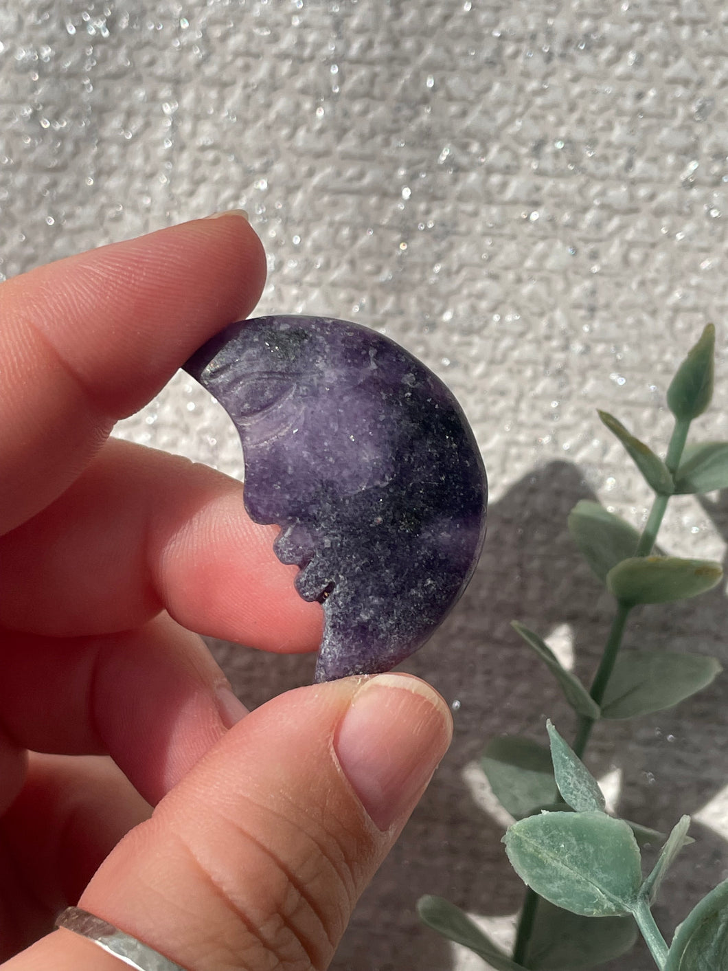 Lepidolite Mini Moon Carving