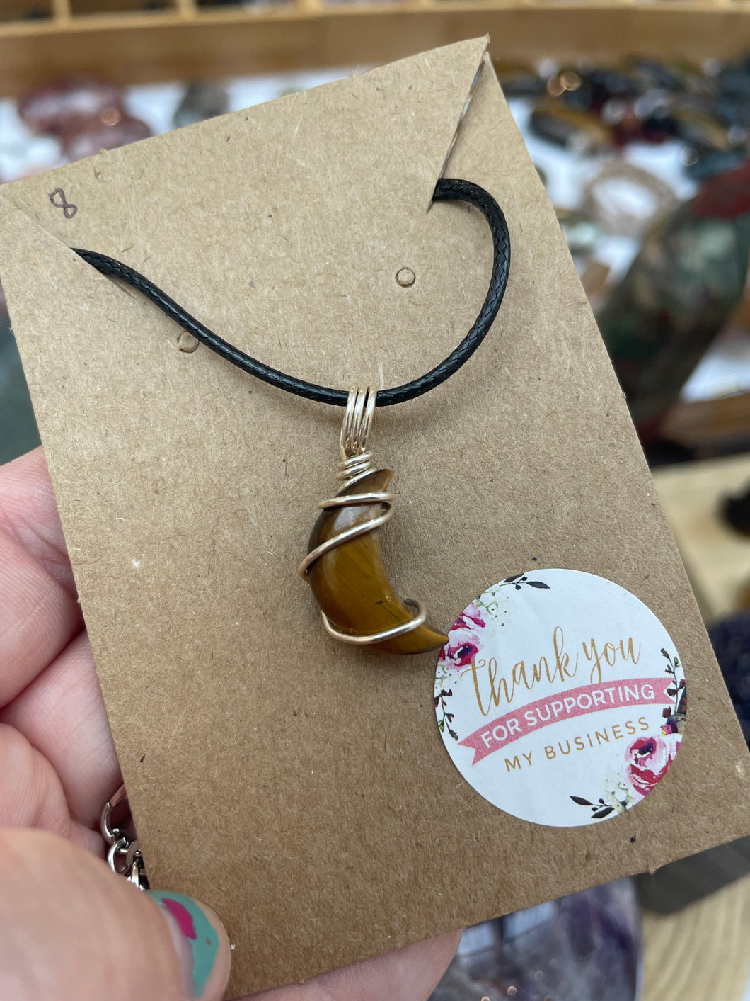 Tiger Eye Moon Wire Wrapped Necklace