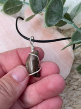 Load and play video in Gallery viewer, Labradorite Moon Wire Wrapped Necklace
