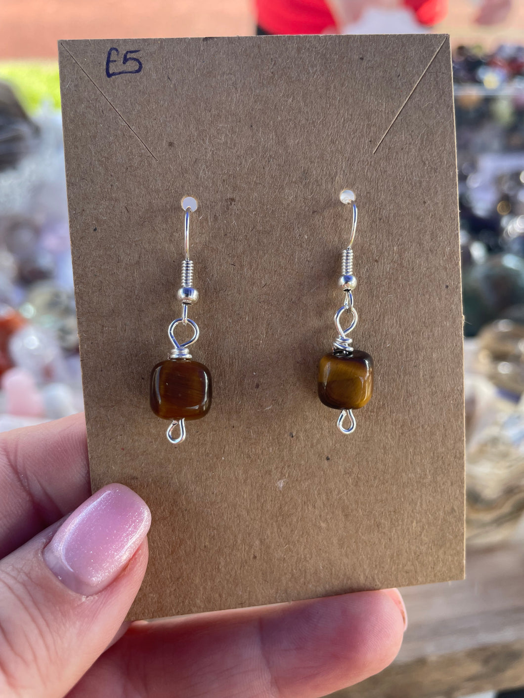 Tigers Eye Wire Wrapped Earrings