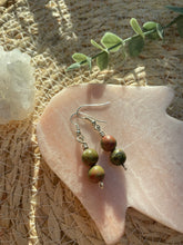 Load image into Gallery viewer, Unakite Wire Wrapped Earrings
