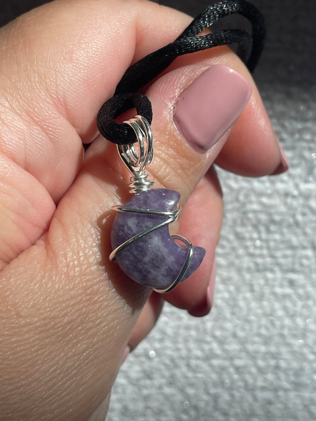 Lepidolite Wire Wrapped Necklace