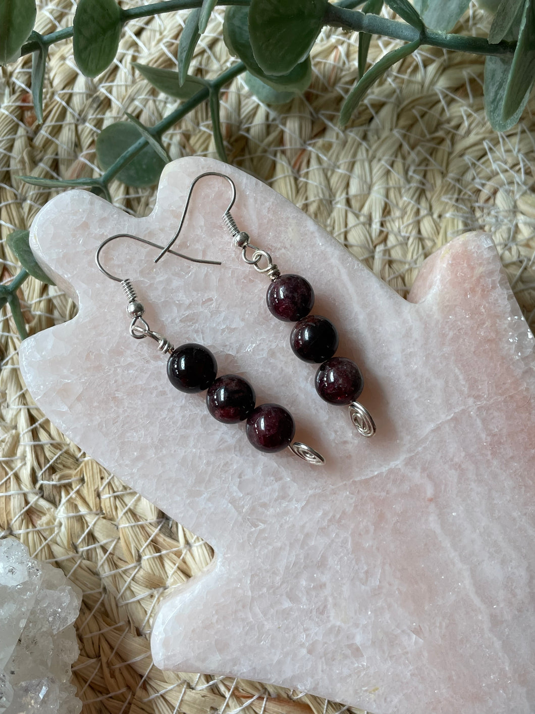 Garnet Wire Wrapped Earrings