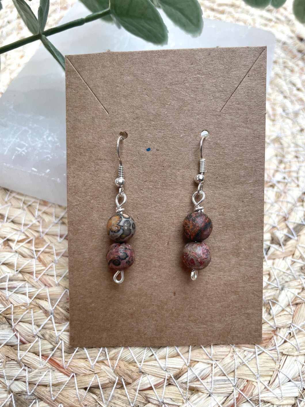 Leopard Skin Jasper Silver Plated Earrings