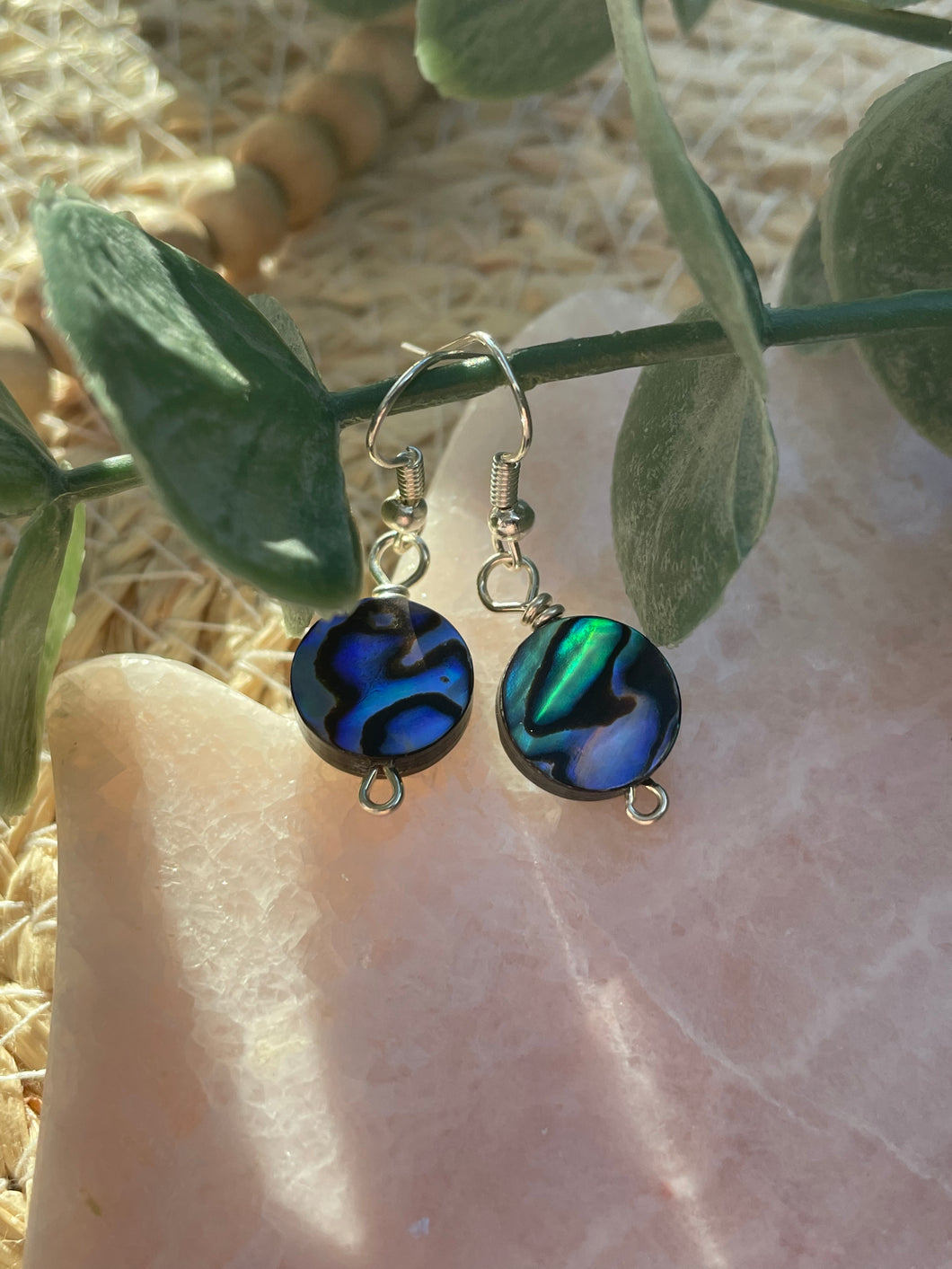 Abalone Shell Wire Wrapped Earrings
