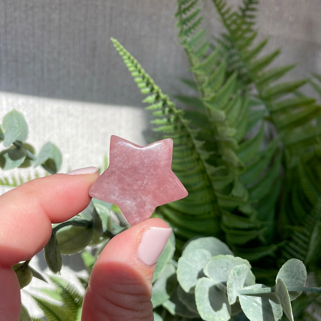 Strawberry Quartz Star Carving