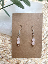 Load image into Gallery viewer, Rose Quartz Silver Plated Earrings
