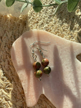 Load image into Gallery viewer, Unakite Wire Wrapped Earrings
